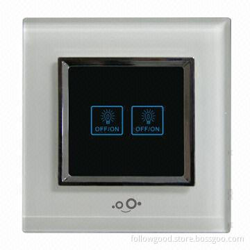 2-gang Intelligent Touch Light Switch/Suit for Z-wave/Crystal Tempered Class/LED Backlight/90~250V